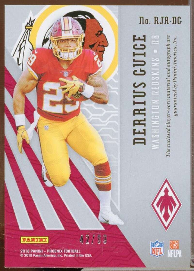 Derrius Guice/99 EXCH 2018 Panini Phoenix Rookie Jersey Autographs Orange #7  Image 2