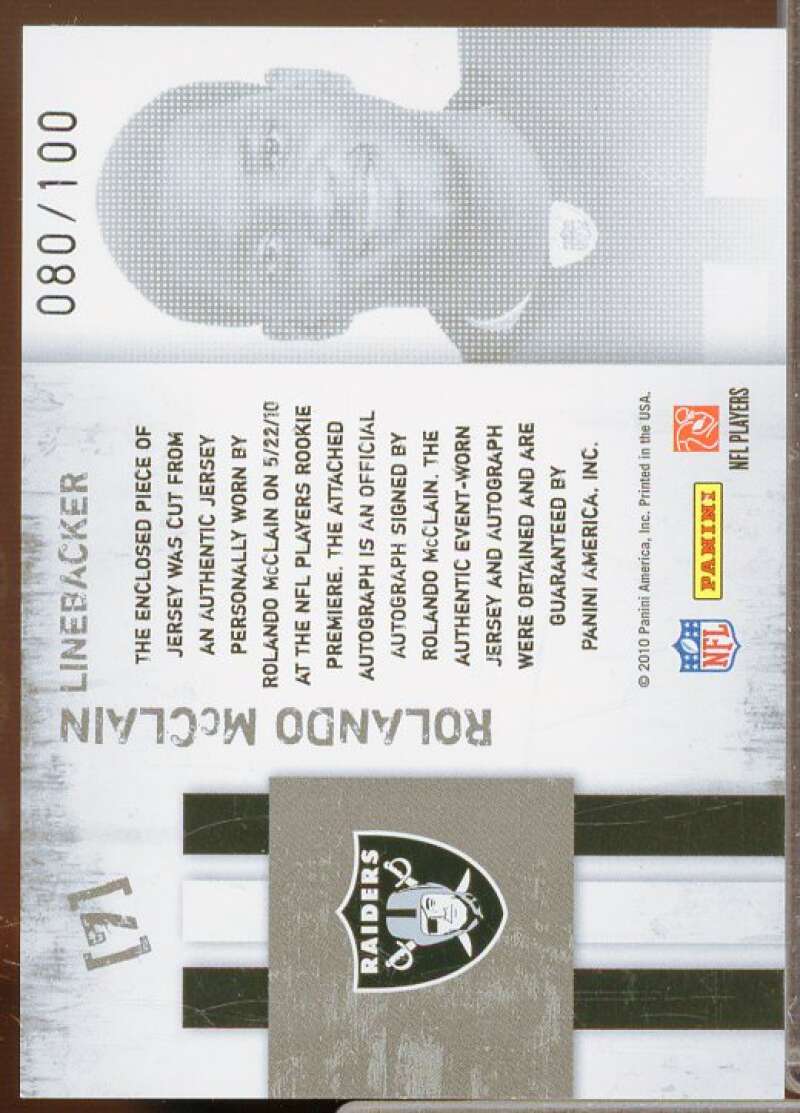 Rolando McClain Rookie 2010 Rookies Stars Freshman Orientation Jerseys Auto #7  Image 2