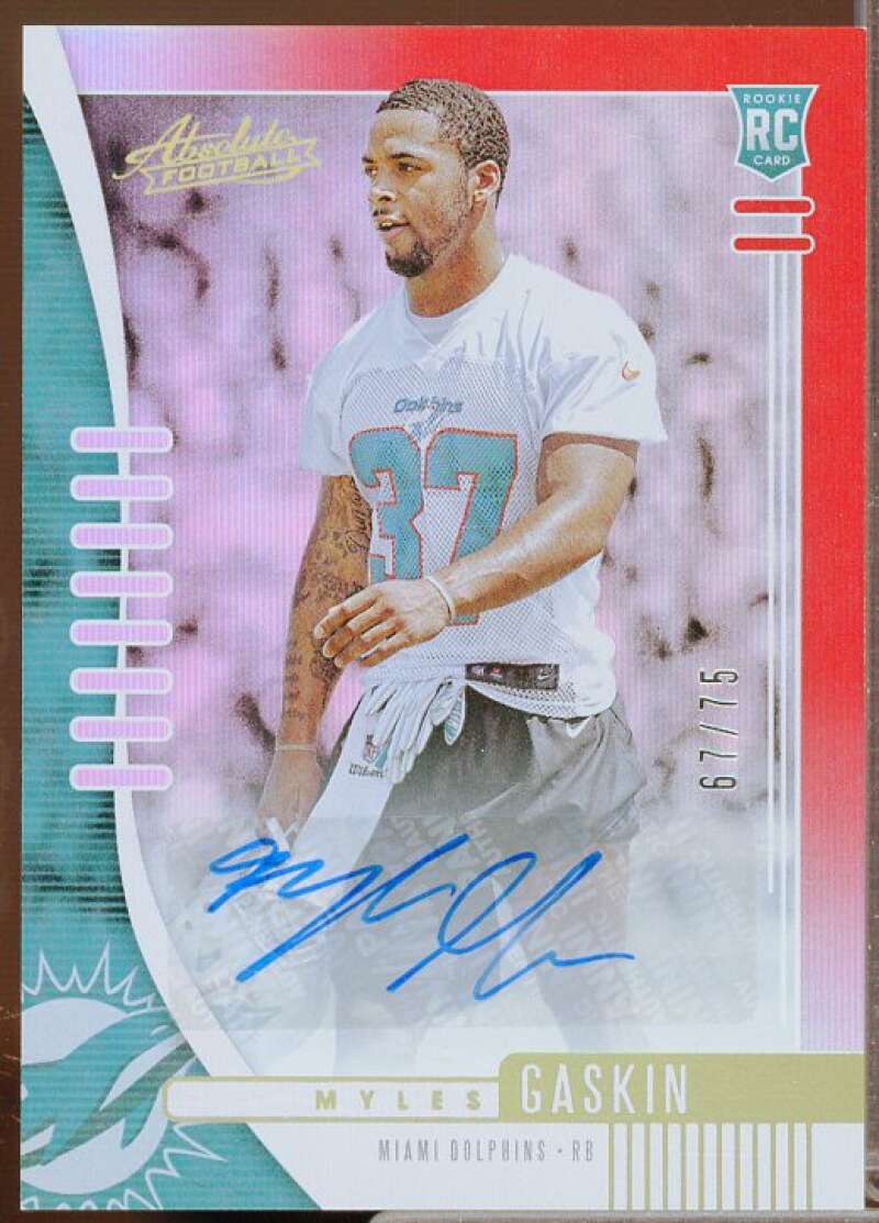 Myles Gaskin Rookie Card 2019 Absolute Signature Rookies Spectrum Red #169  Image 1