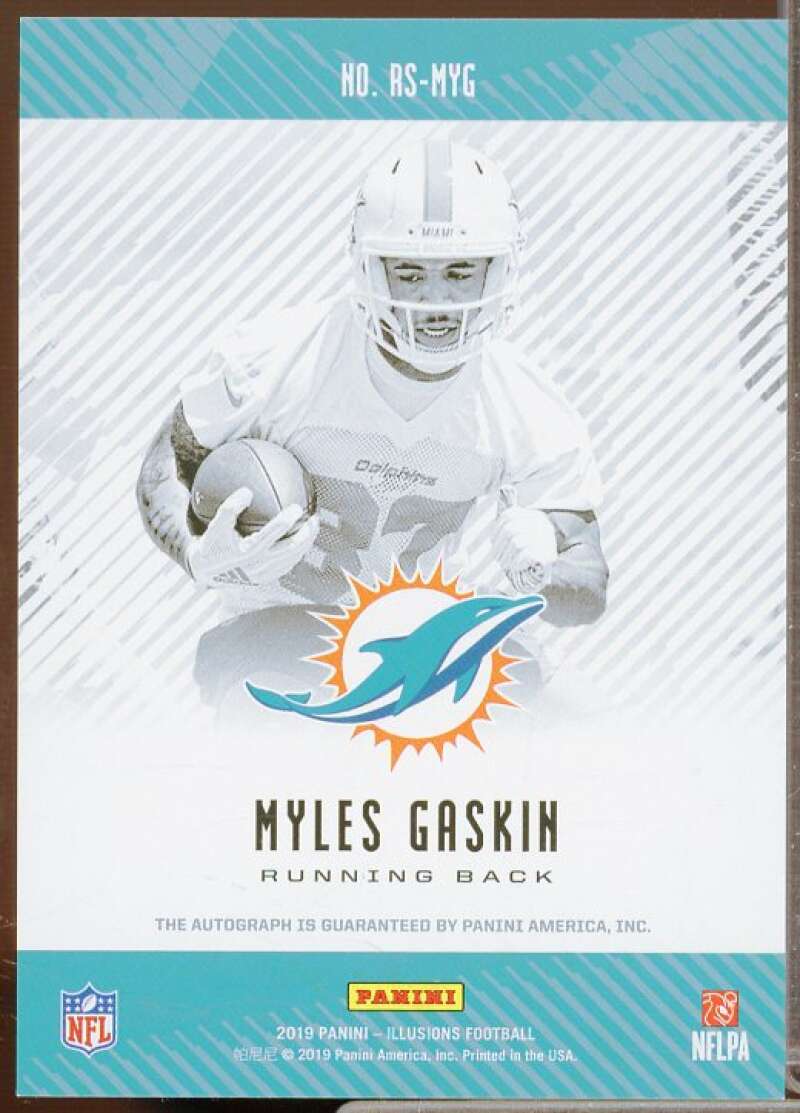 Myles Gaskin Rookie Card 2019 Panini Illusions Rookie Signs Orange #RSMYG  Image 2