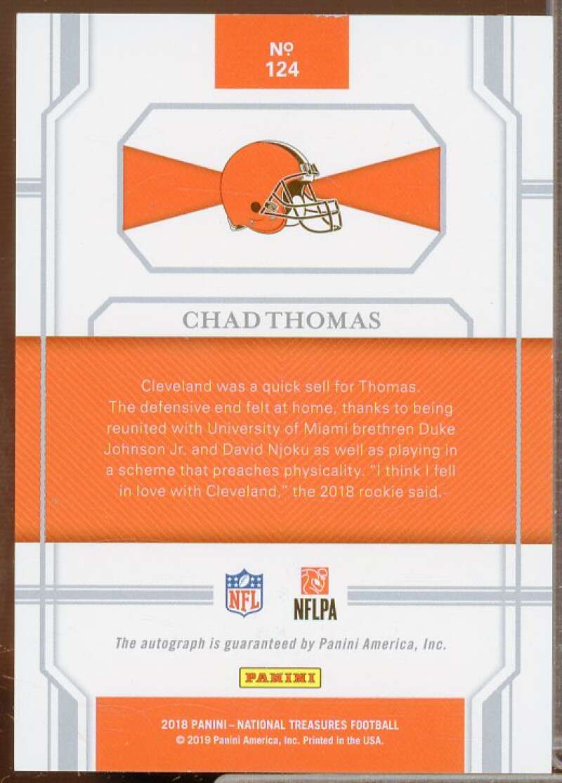 Chad Thomas AU/92 Rookie 2018 Panini National Treasures Red Jersey Number #124  Image 2