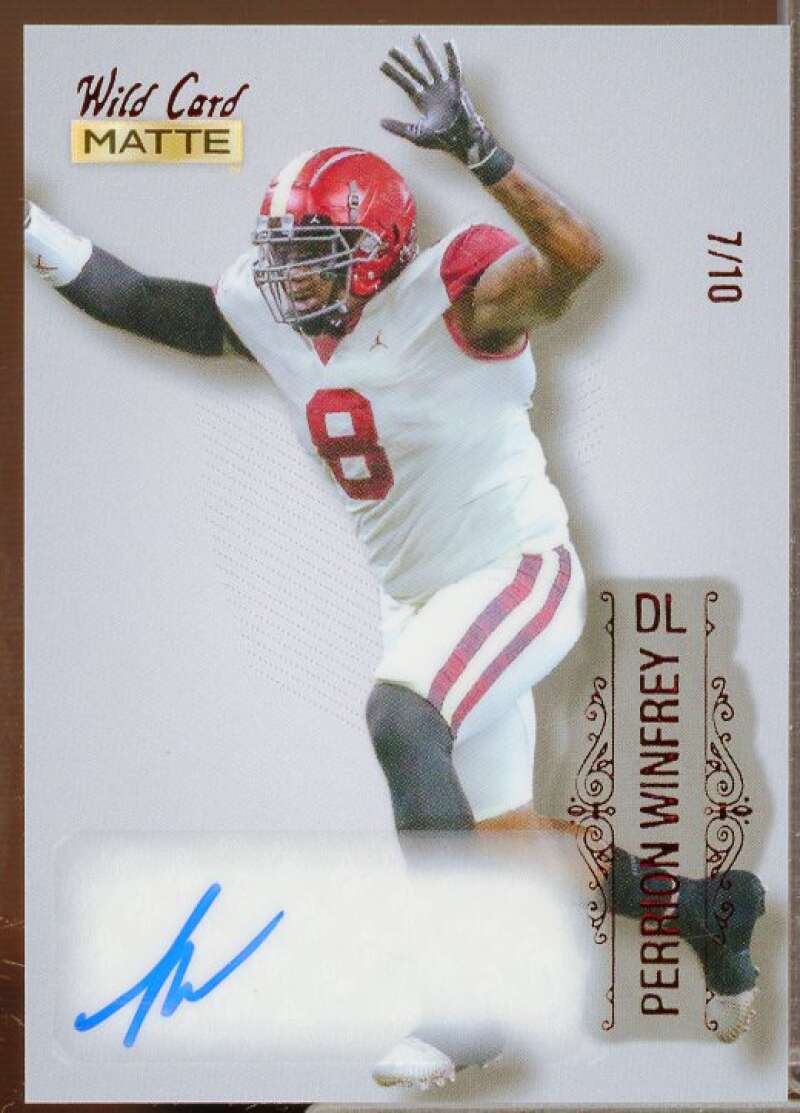 Perrion Winfrey Rookie Card 2022 Wild Card Matte Silver Autographs Red #MBA89  Image 1