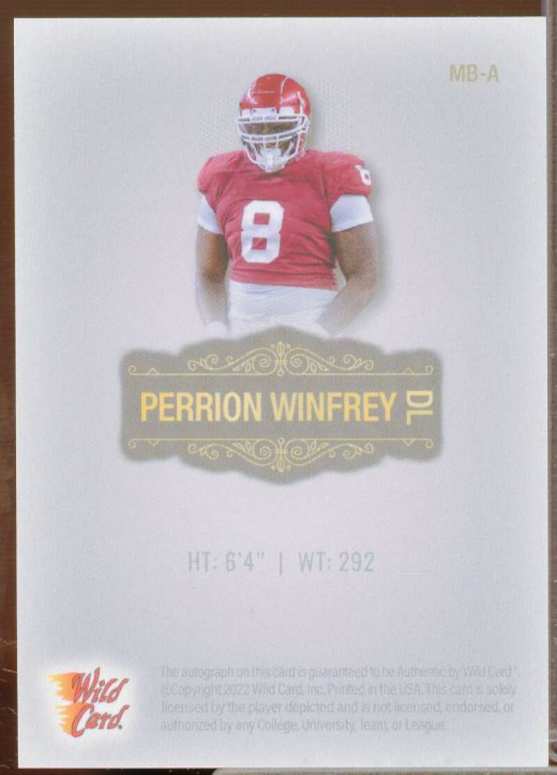 Perrion Winfrey Rookie Card 2022 Wild Card Matte Silver Autographs Red #MBA89  Image 2