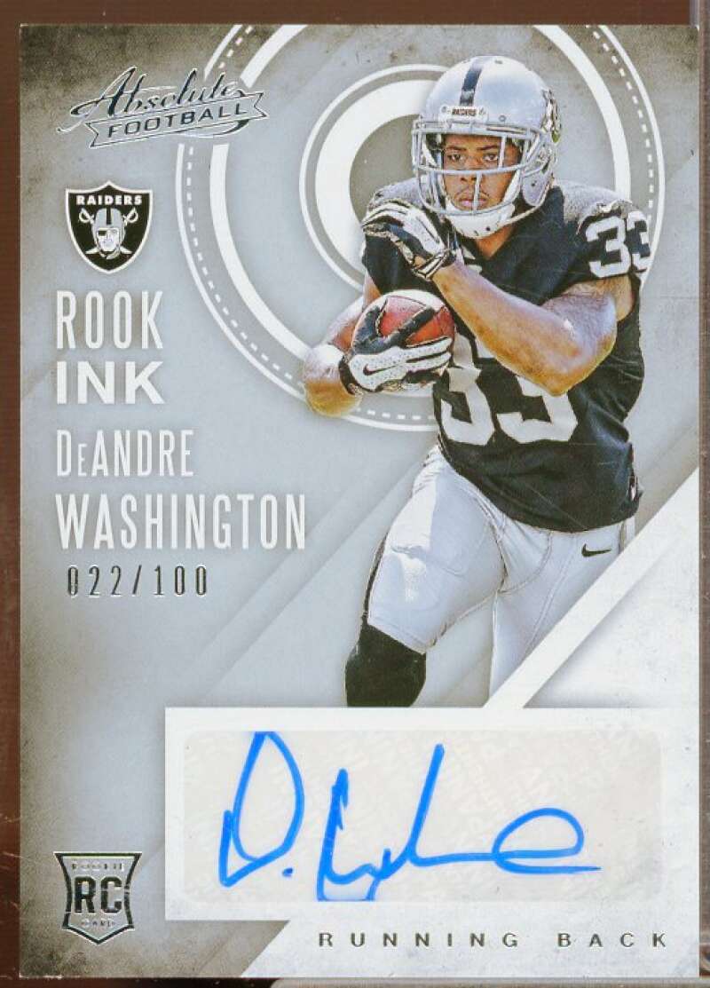 DeAndre Washington/100 Rookie Card 2016 Absolute Rook Ink Silver #16  Image 1