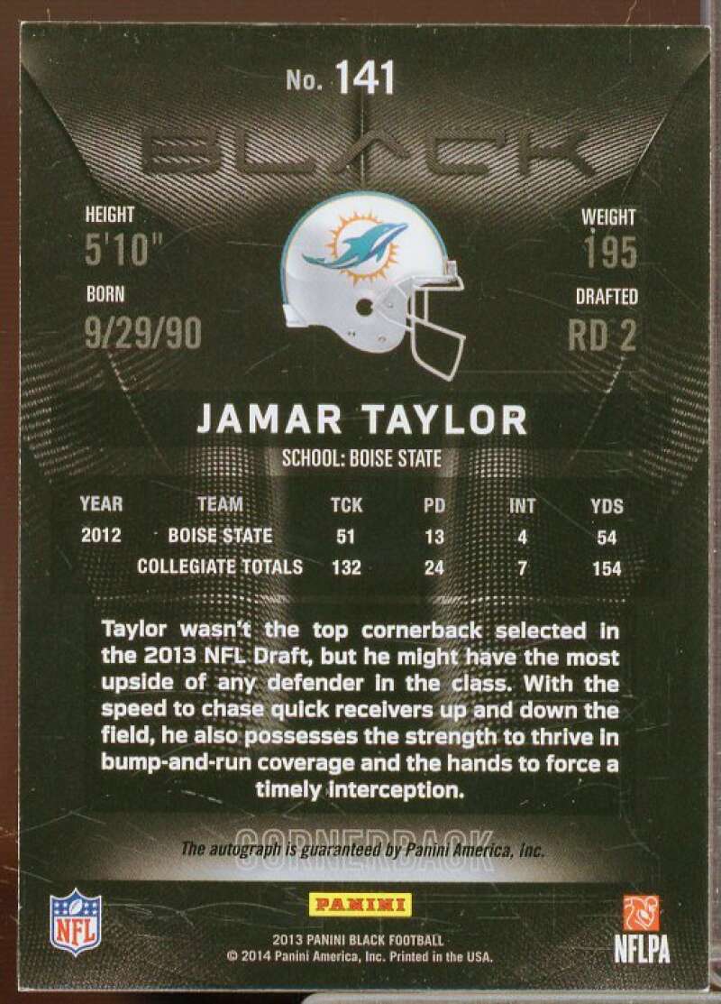 Jamar Taylor/99 Card 2013 Panini Black Rookie Signatures #141  Image 2