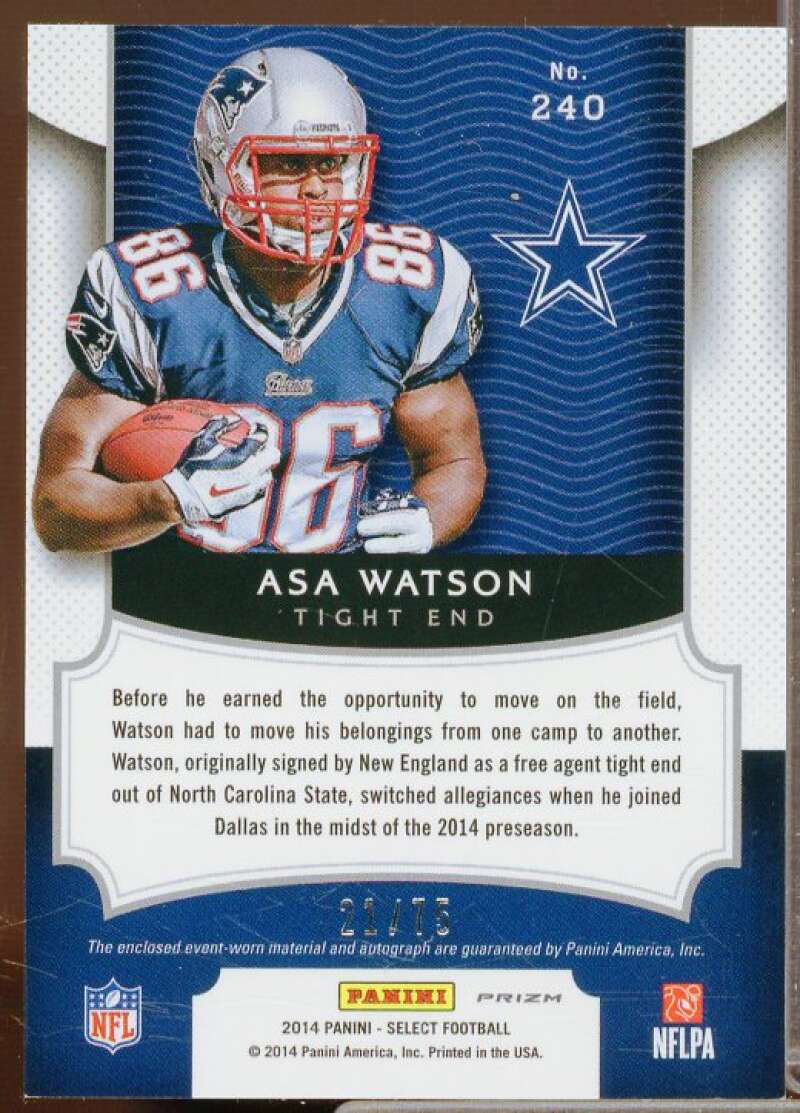 Asa Watson JSY AU/75 Rookie Card 2014 Select Prizm Fuchsia #240  Image 2