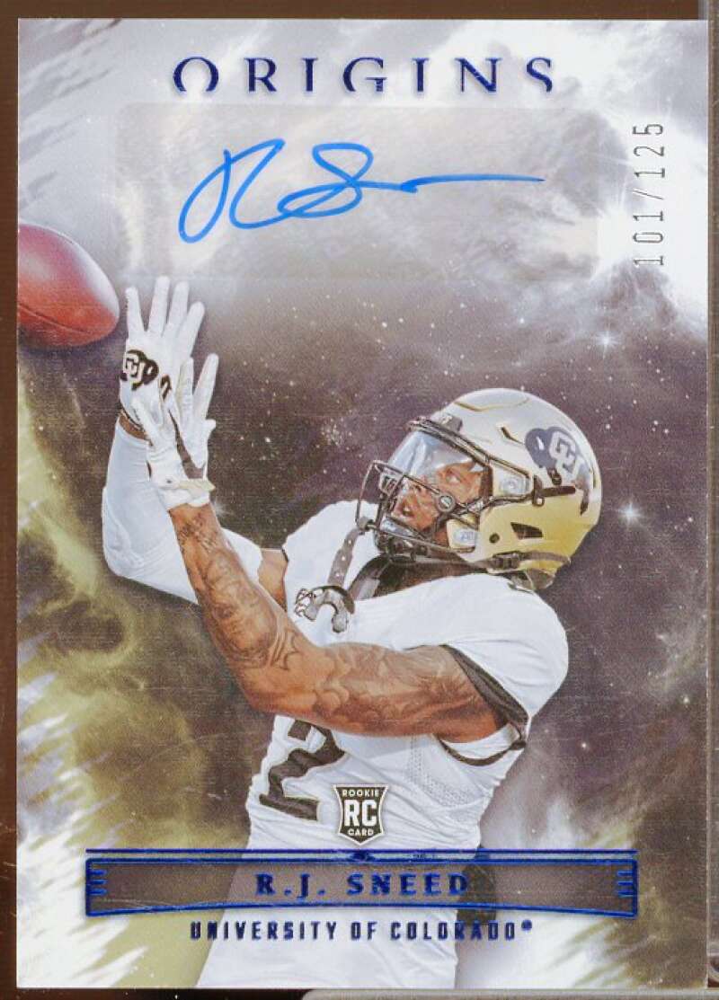 R.J. Sneed 2023 Panini Chronicles Draft Picks Origins Rookie Autograph Blue #27  Image 1