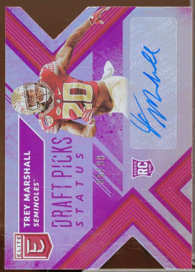 Trey Marshall/99 2018 Elite Draft Picks Autographs Status Die Cut Purple #237  Image 1