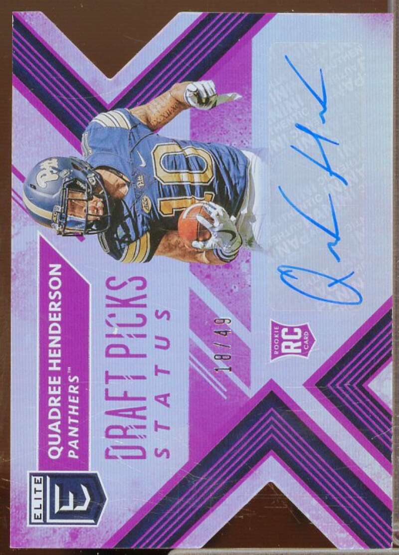 Quadree Henderson/49 2018 Elite Draft Picks Auto Status Die Cut Purple #145  Image 1