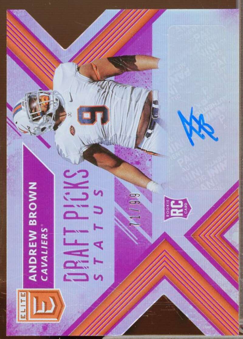 Andrew Brown/99 2018 Elite Draft Picks Autographs Status Die Cut Purple #161  Image 1