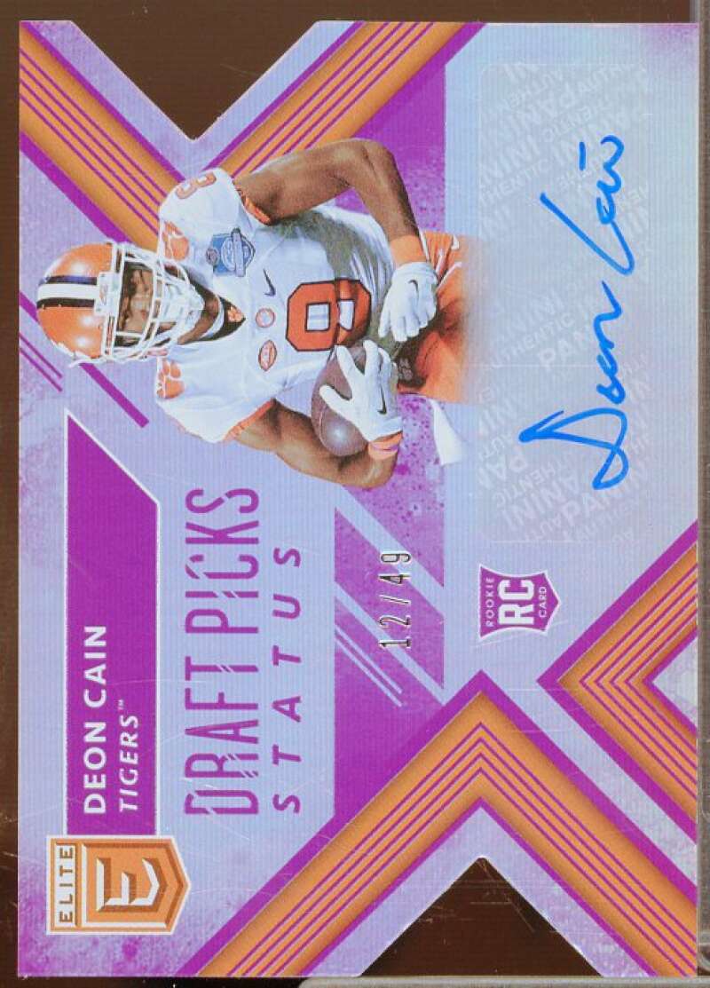 Deon Cain/49 Rookie 2018 Elite Draft Picks Autograph Status Die Cut Purple #114  Image 1