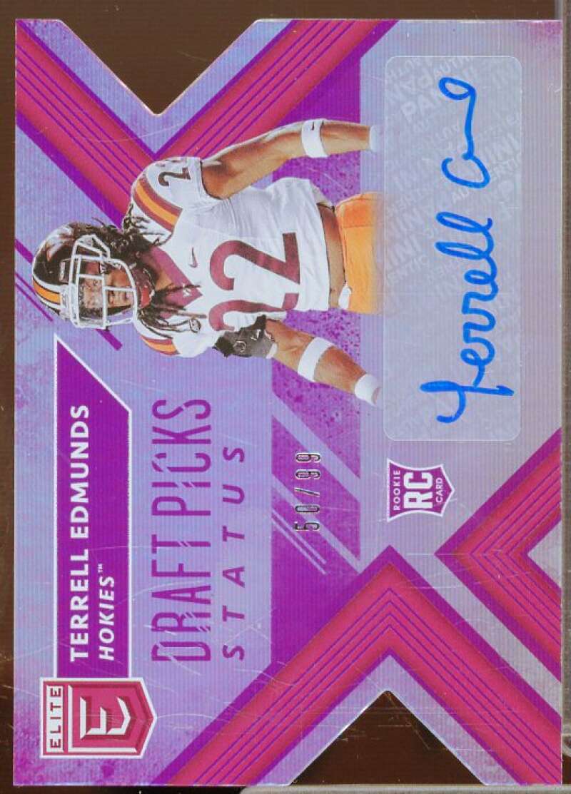 Terrell Edmunds/99 2018 Elite Draft Picks Autographs Status Die Cut Purple #235  Image 1