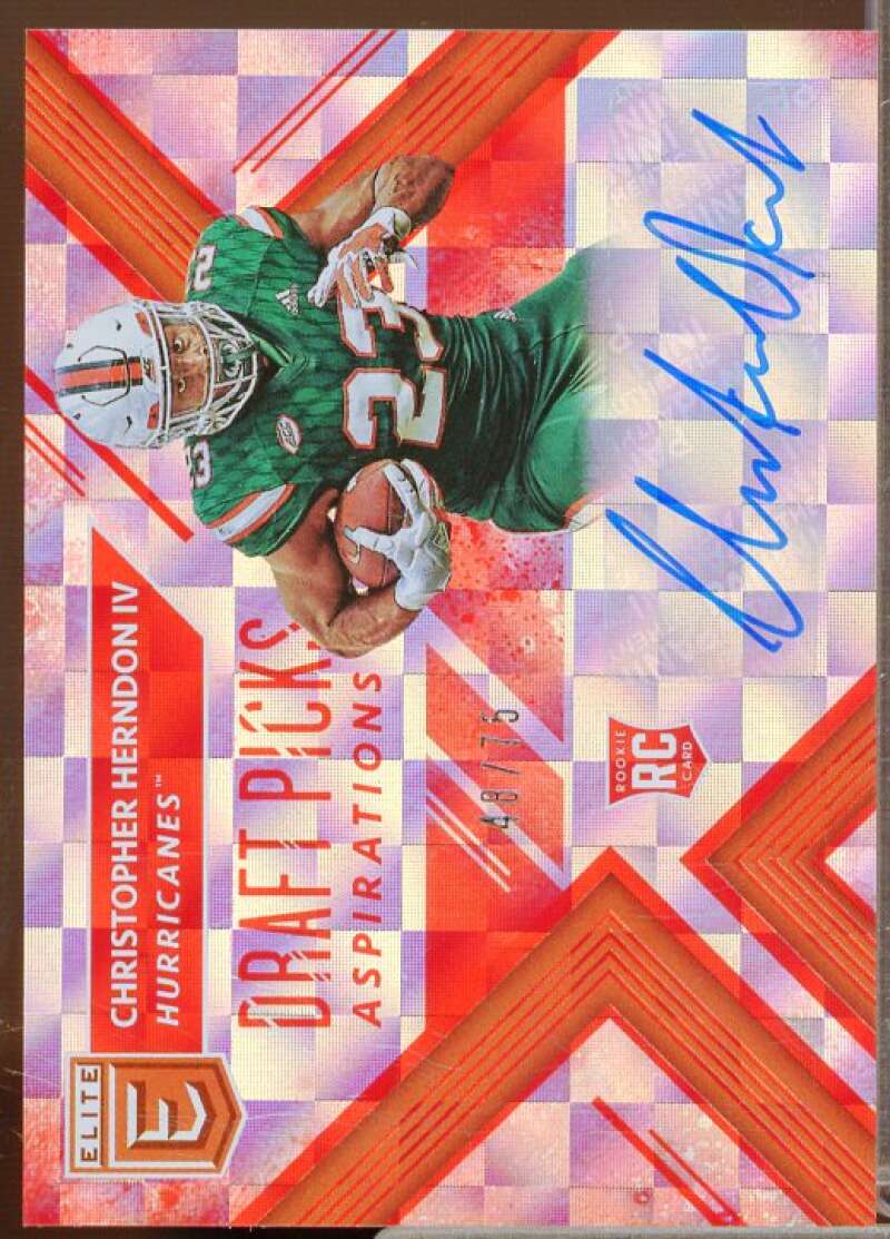 Christopher Herndon IV/75 2018 Elite Draft Picks Autograph Aspirations Red #177  Image 1