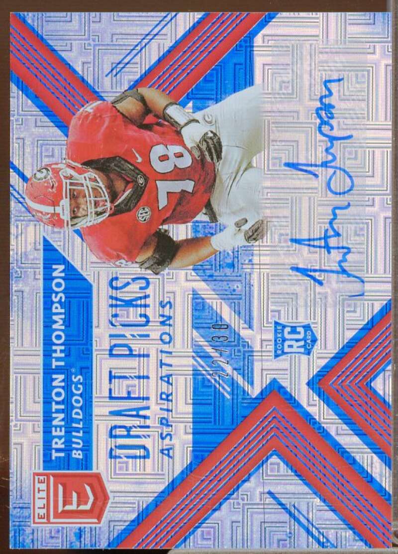 Trenton Thompson Rookie 2018 Elite Draft Picks Autographs Aspirations Blue #220  Image 1