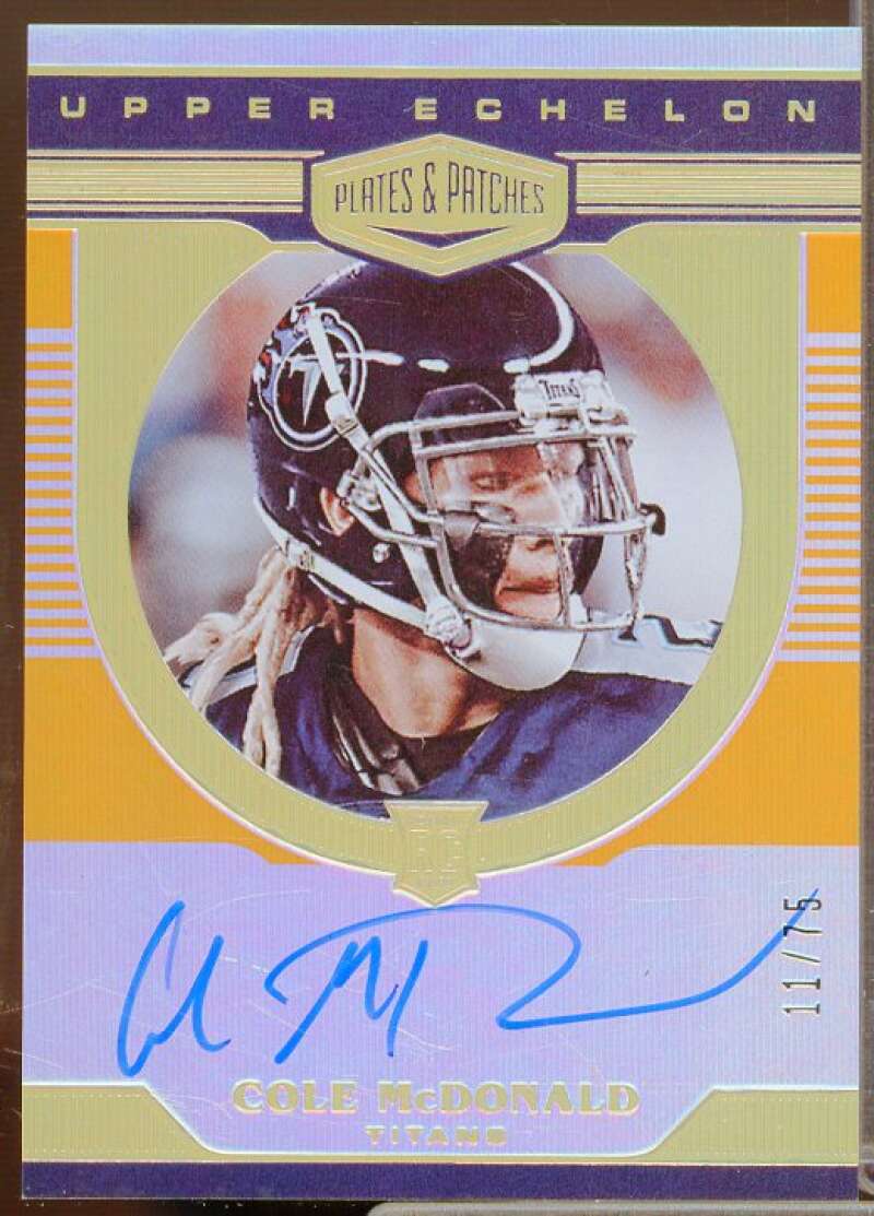 Cole McDonald/75 2020 Plates and Patches Rookie Upper Echelon Auto Orange #28  Image 1