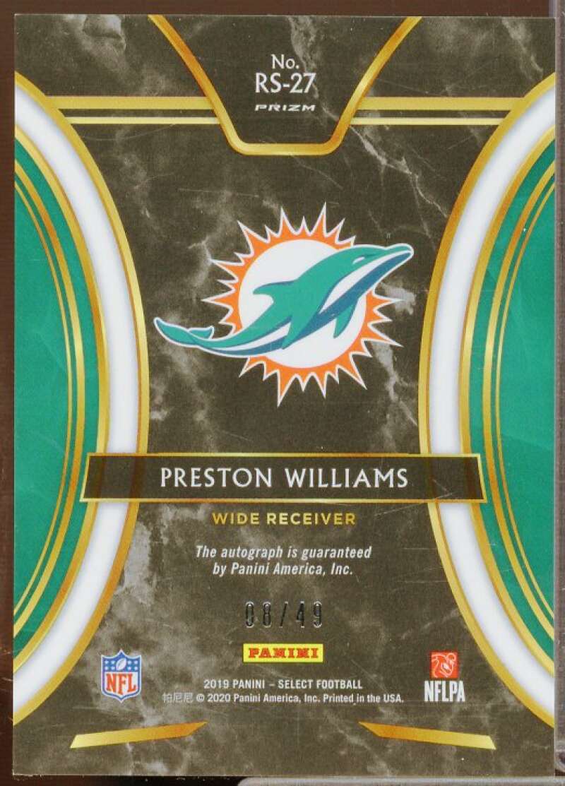 Preston Williams/49 Rookie 2019 Select Rookie Signatures Prizm Light Blue #27  Image 2