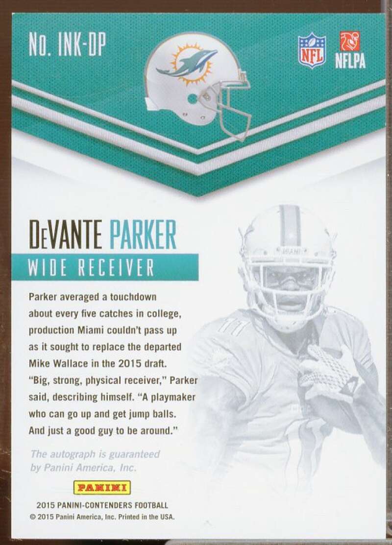 DeVante Parker Rookie 2015 Panini Contenders Rookie Ink Rookie Premiere #INKDP  Image 2