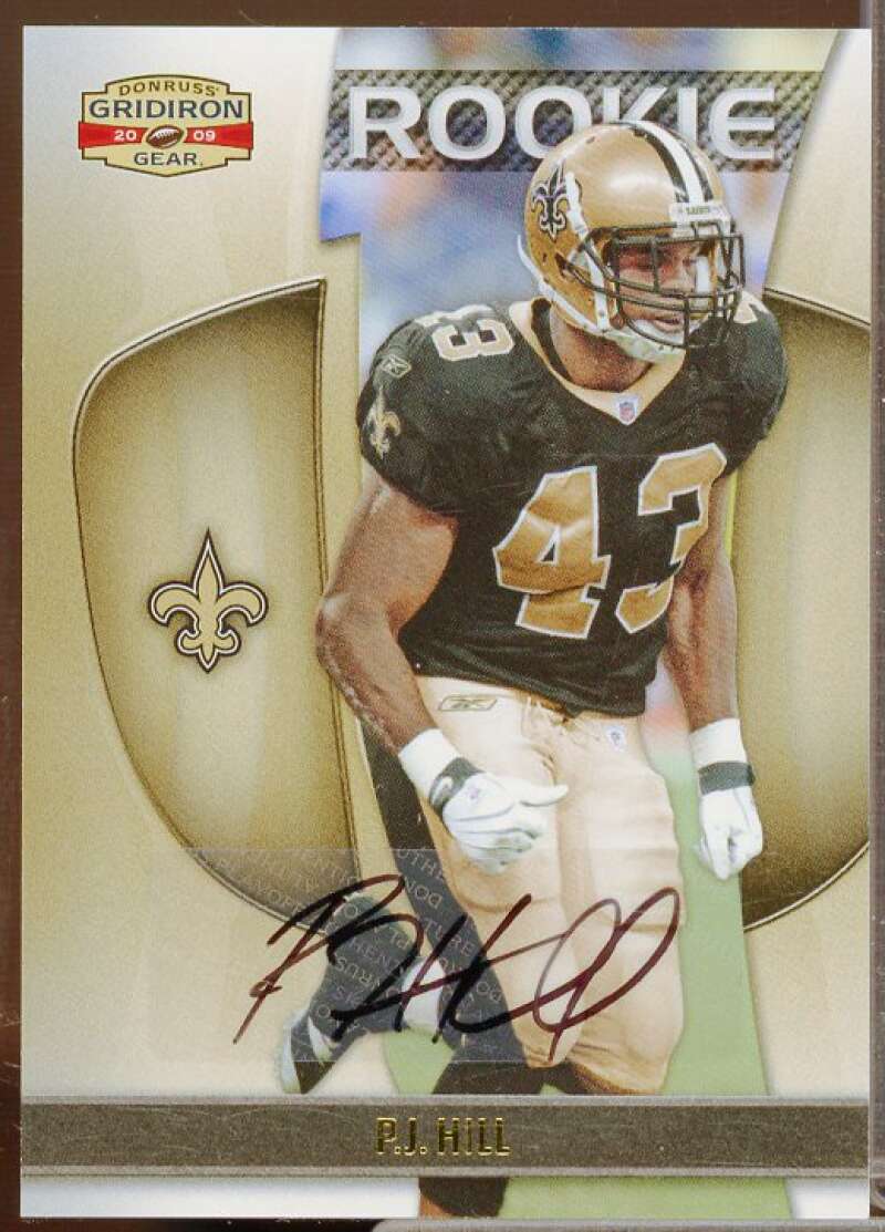 P.J. Hill Rookie Card 2009 Donruss Gridiron Gear Autographs Gold #179  Image 1