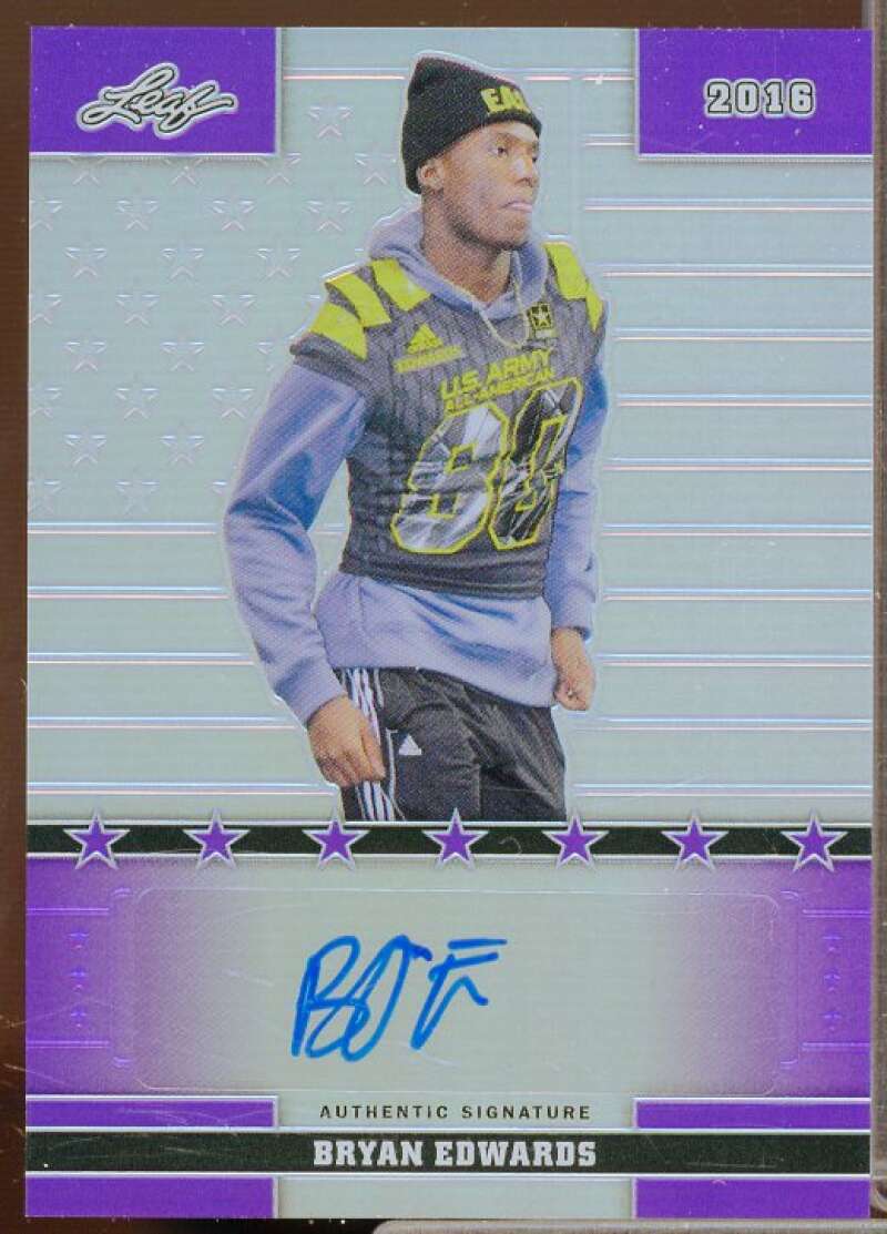 Bryan Edwards 2016 Leaf Army All-American Bowl Flag Etch Metal Auto Purple #11  Image 1