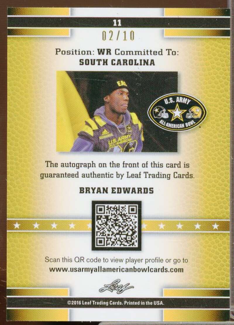 Bryan Edwards 2016 Leaf Army All-American Bowl Flag Etch Metal Auto Purple #11  Image 2