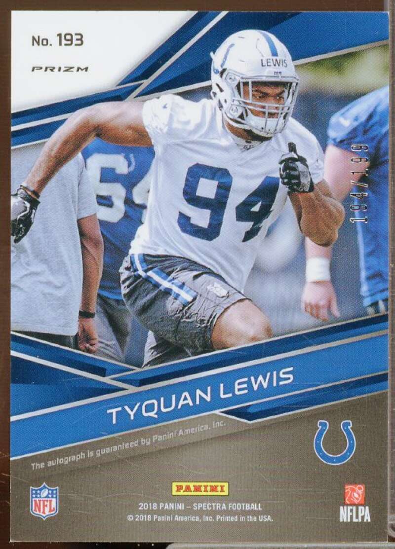 Tyquan Lewis AU Rookie Card 2018 Panini Spectra #193  Image 2