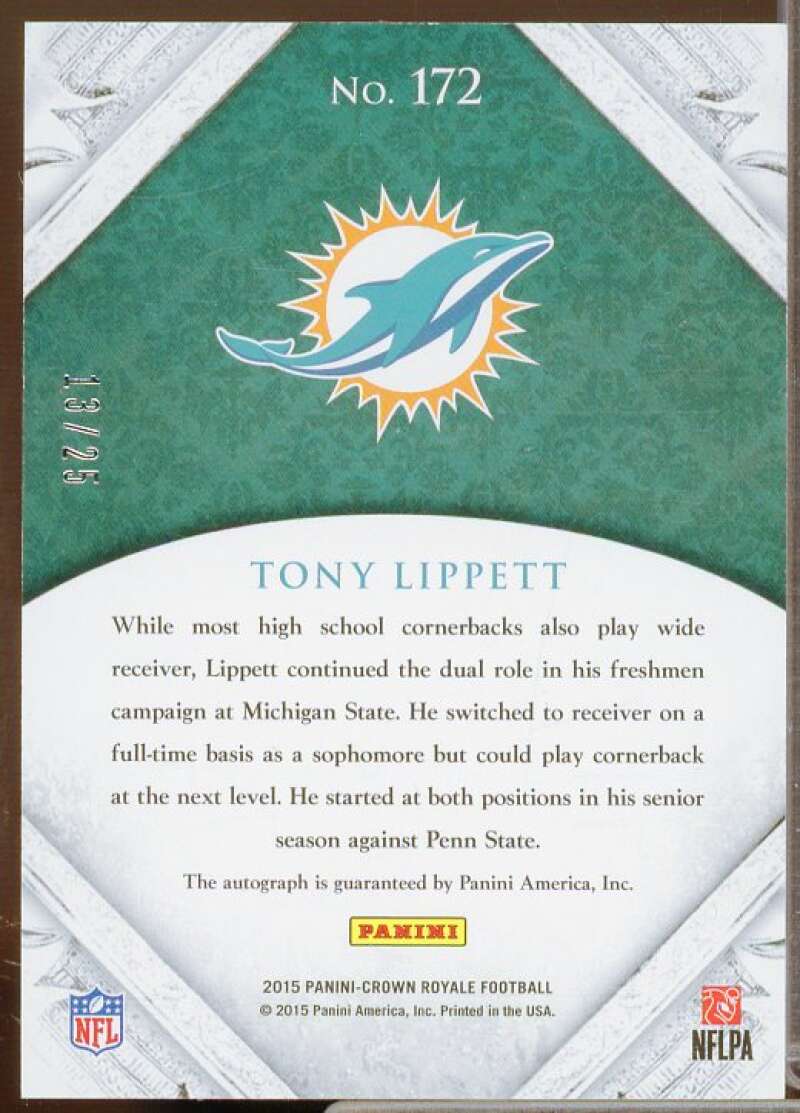 Tony Lippett AU Rookie Card 2015 Crown Royale Retail Team Name #172  Image 2