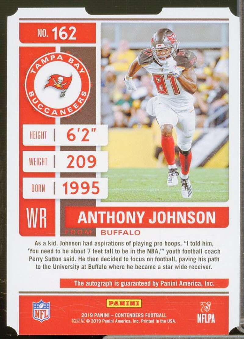 Anthony Johnson AU/81 Rookie 2019 Panini Contenders Rookie Ticket Stub #162  Image 2