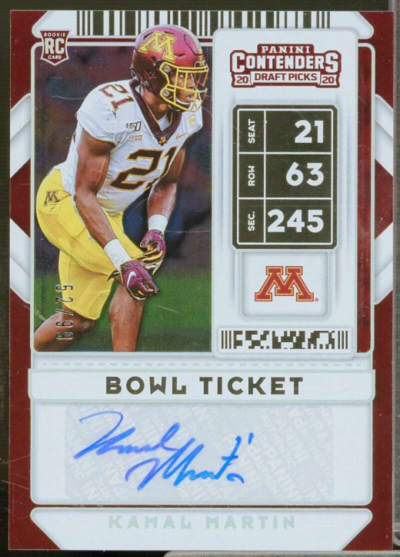 Kamal Martin AU Rookie Card 2020 Panini Contenders Draft Picks Bowl Ticket #255  Image 1