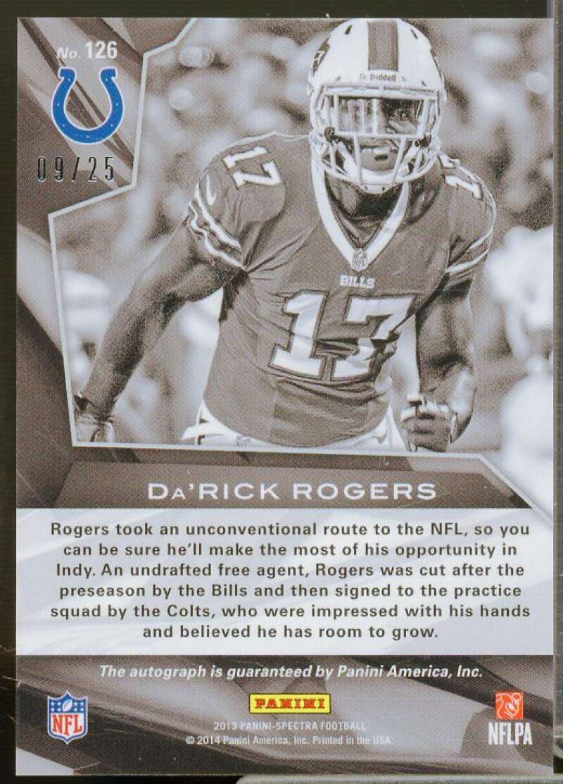 Da'Rick Rogers AU Rookie Card 2013 Panini Spectra Red #126  Image 2