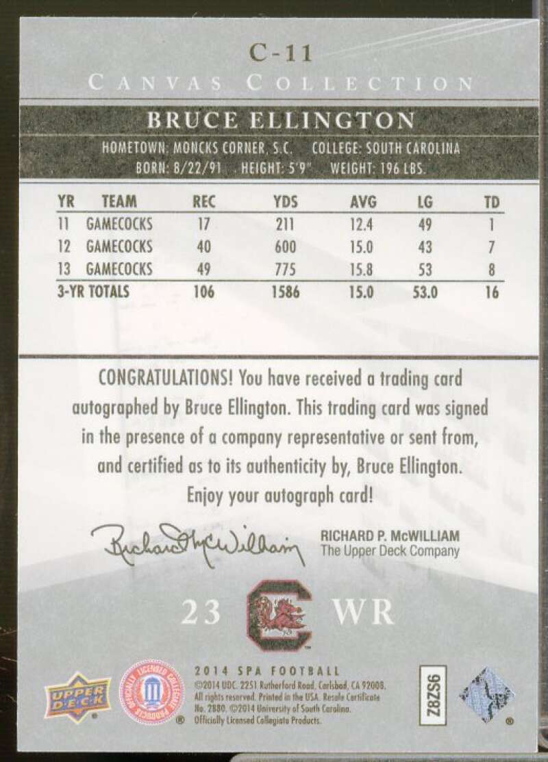 Bruce Ellington C Rookie Card 2014 SP Authentic Canvas Autographs #C11  Image 2