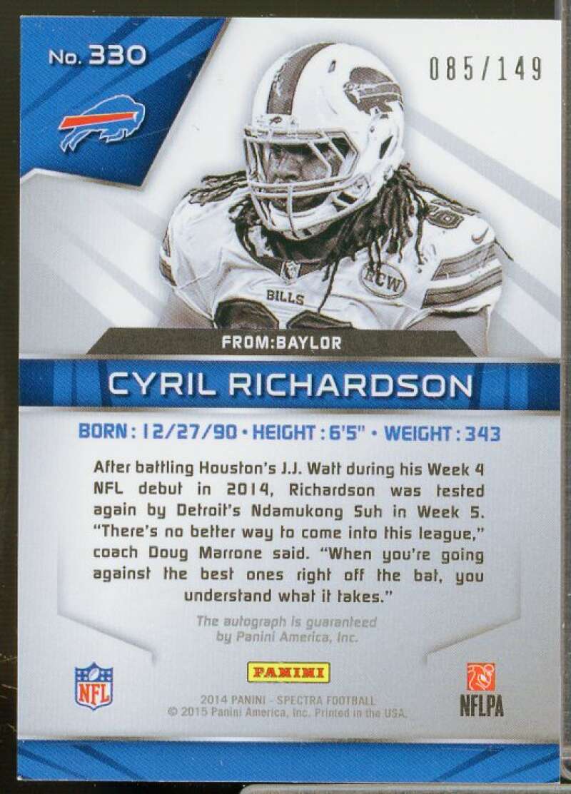 Cyril Richardson AU Rookie Card 2014 Panini Spectra #330  Image 2