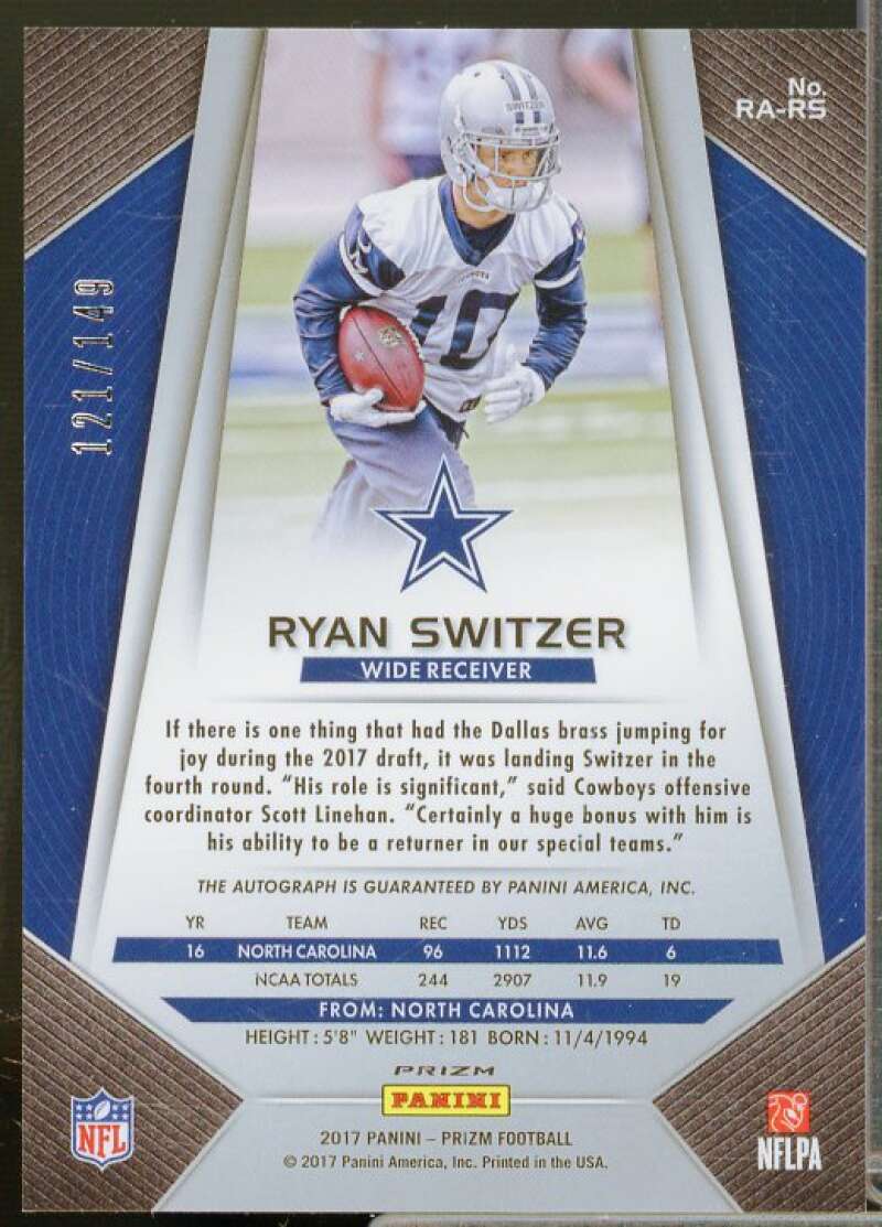 Ryan Switzer Rookie 2017 Panini Prizm Rookie Autographs Prizms Blue Wave #RARS  Image 2