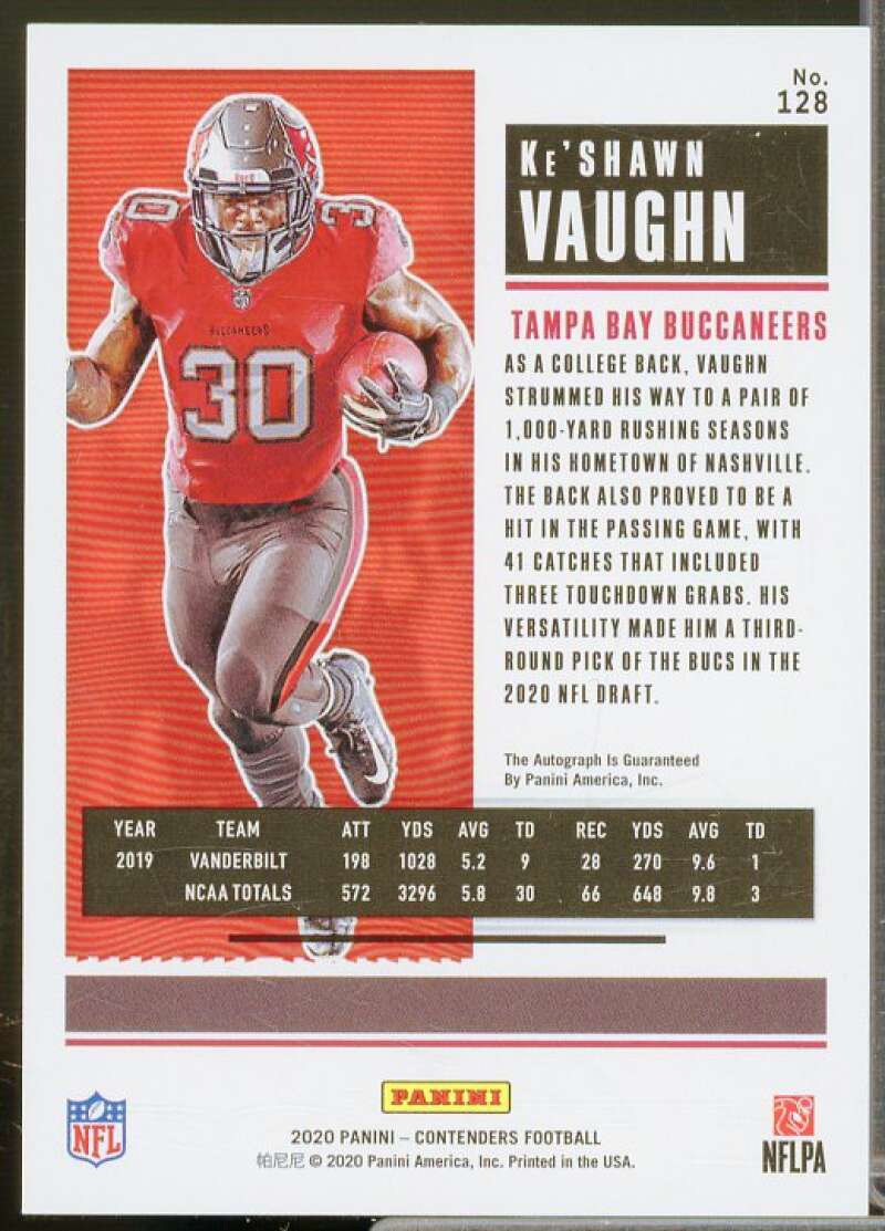 Ke'Shawn Vaughn AU Rookie Card 2020 Panini Contenders #128  Image 2