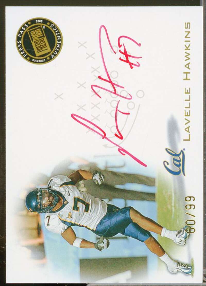 Lavelle Hawkins Rookie Card 2008 Press Pass Autographs Gold #PPSLH  Image 1