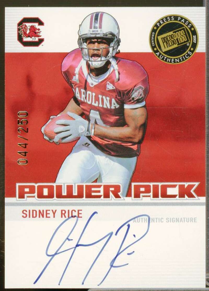 Sidney Rice/250 Rookie Card 2007 Press Pass Power Pick Autographs #SR  Image 1