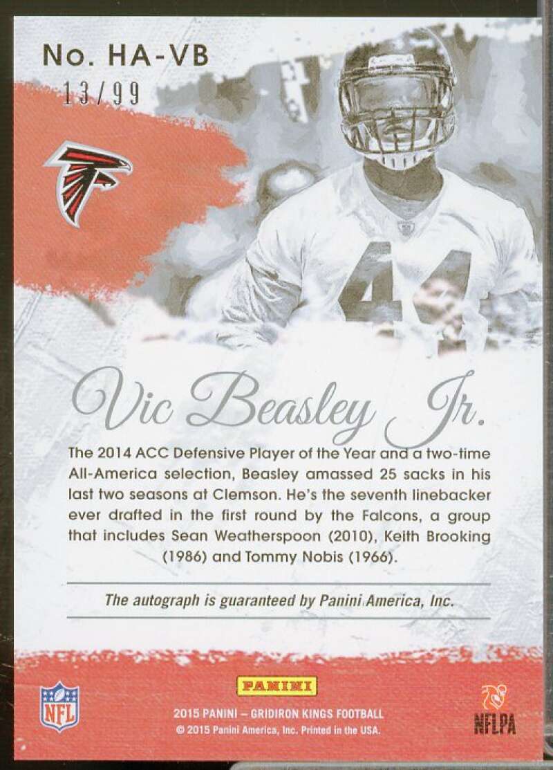 Vic Beasley Jr./99 Rookie 2015 Gridiron Kings Heir Apparent Autographs #HAVB  Image 2