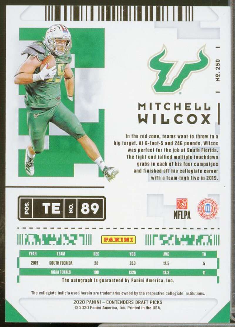 Mitchell Wilcox AU Rookie 2020 Panini Contenders Draft Picks Bowl Ticket #250  Image 2