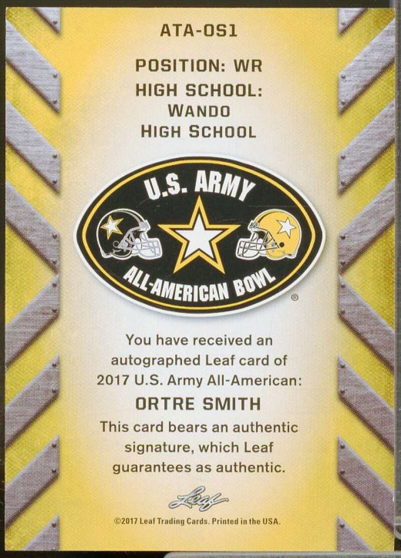 OrTre Smith 2017 Leaf Army All-American Bowl Tour Autographs Silver #ATAOS1  Image 2