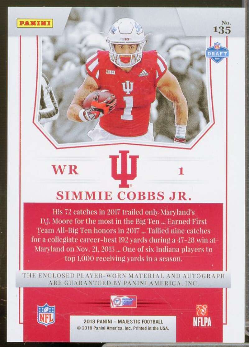 Simmie Cobbs Jr. JSY AU/199 Rookie Card 2018 Panini Majestic #135  Image 2