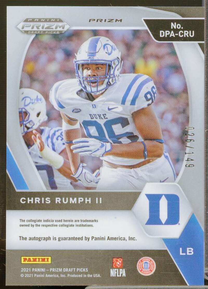 Chris Rumph II Rookie 2021 Panini Prizm Draft Picks Autographs Prizms Blue #105  Image 2