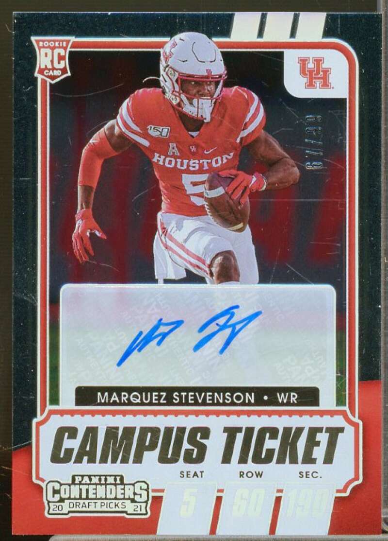 Marquez Stevenson AU Card 2021 Panini Contenders Draft Picks Campus Ticket #184  Image 1