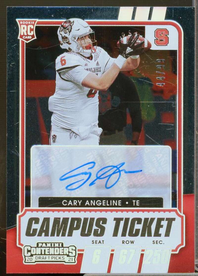 Cary Angeline AU Rookie 2021 Panini Contenders Draft Picks Campus Ticket #175  Image 1