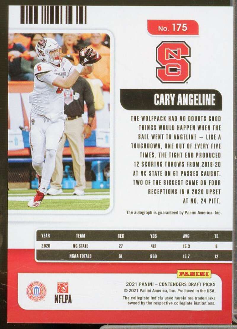 Cary Angeline AU Rookie 2021 Panini Contenders Draft Picks Campus Ticket #175  Image 2