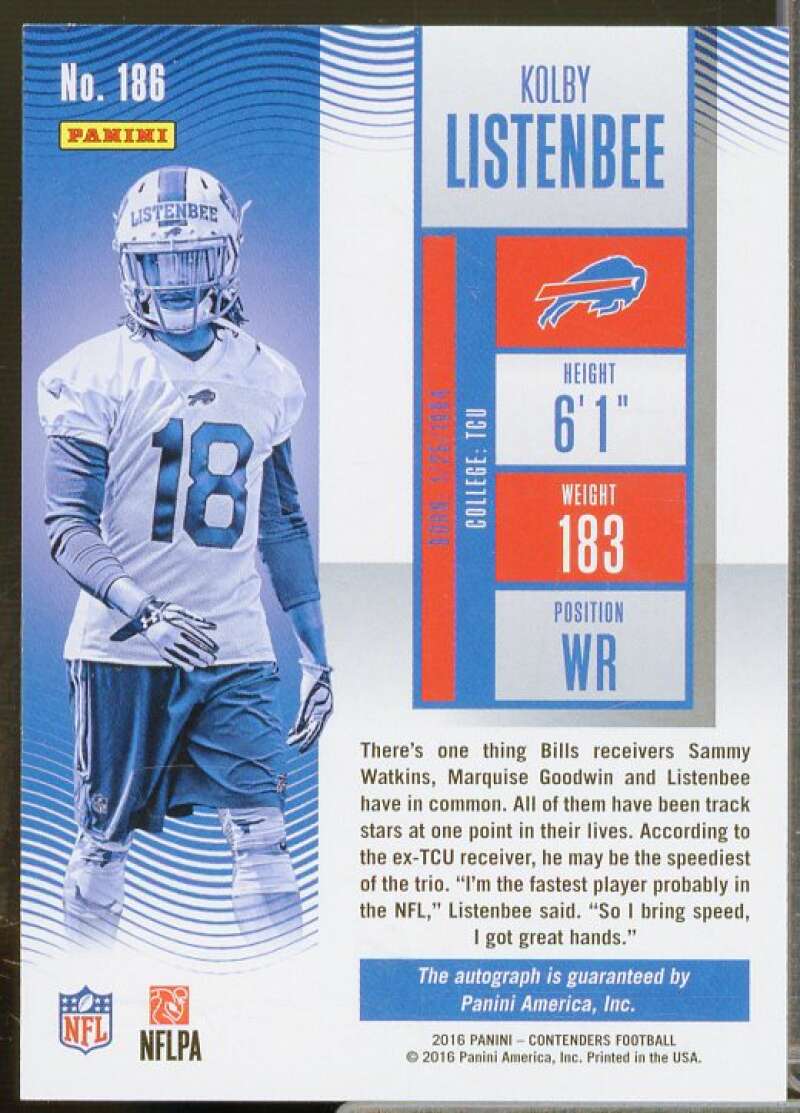 Kolby Listenbee AU/99 Rookie 2016 Panini Contenders Championship Ticket #186  Image 2