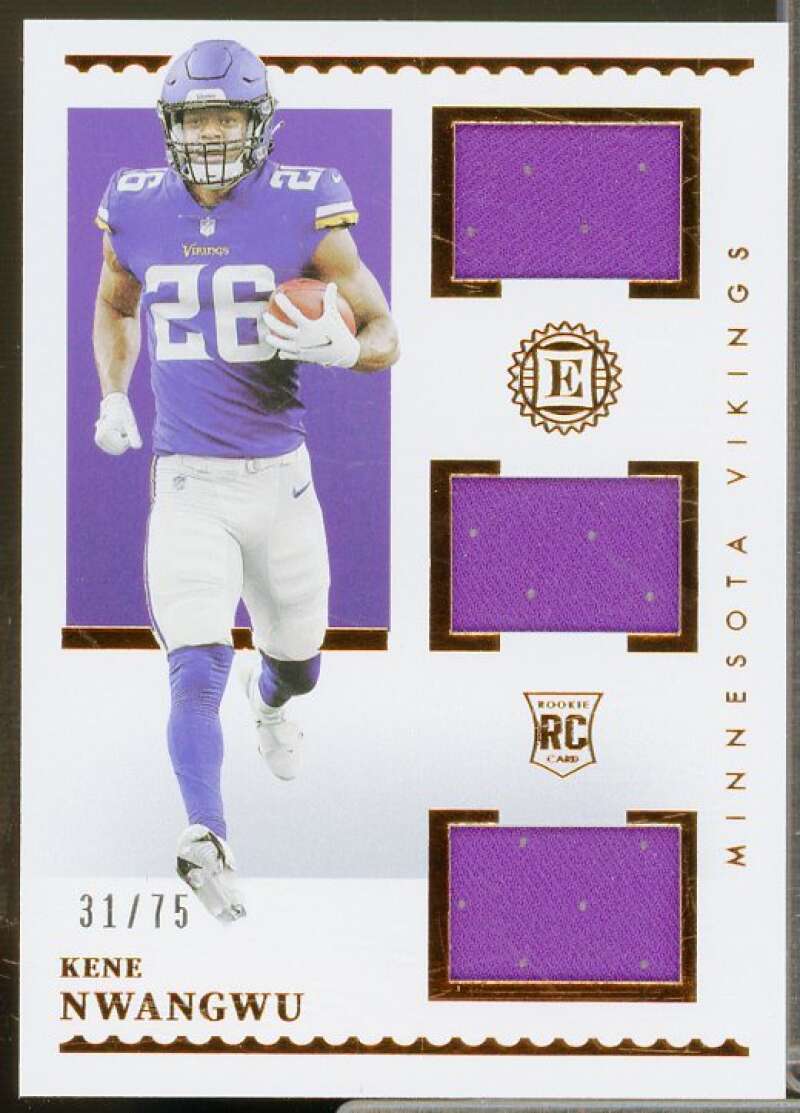 Kene Nwangwu Rookie Card 2021 Panini Encased Rookie Triple Memorabilia #34  Image 1