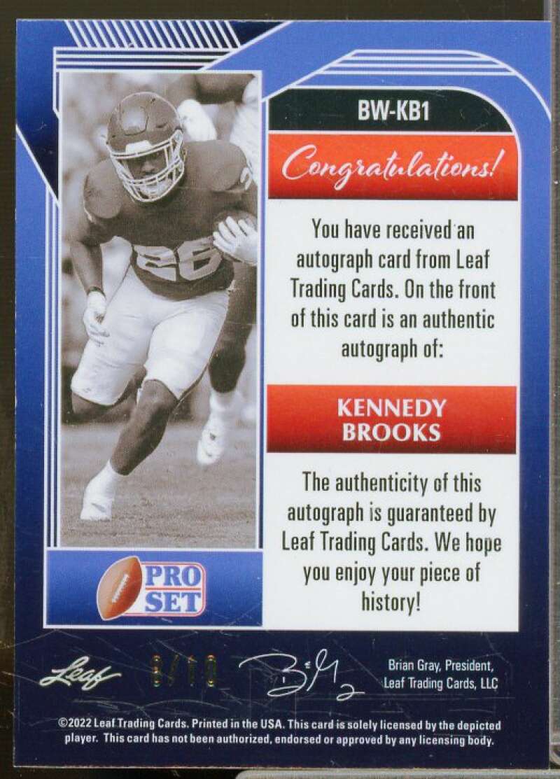 Kennedy Brooks Rookie 2022 Leaf Pro Set Metal Black and White Wave Green #BWKB1  Image 2