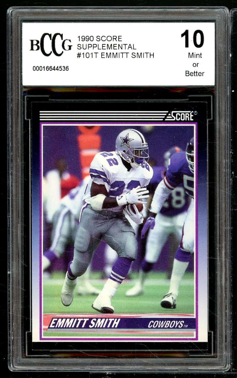 1990 Score Supplemental #101T Emmitt Smith Rookie Card BGS BCCG 10 Mint+ Image 1