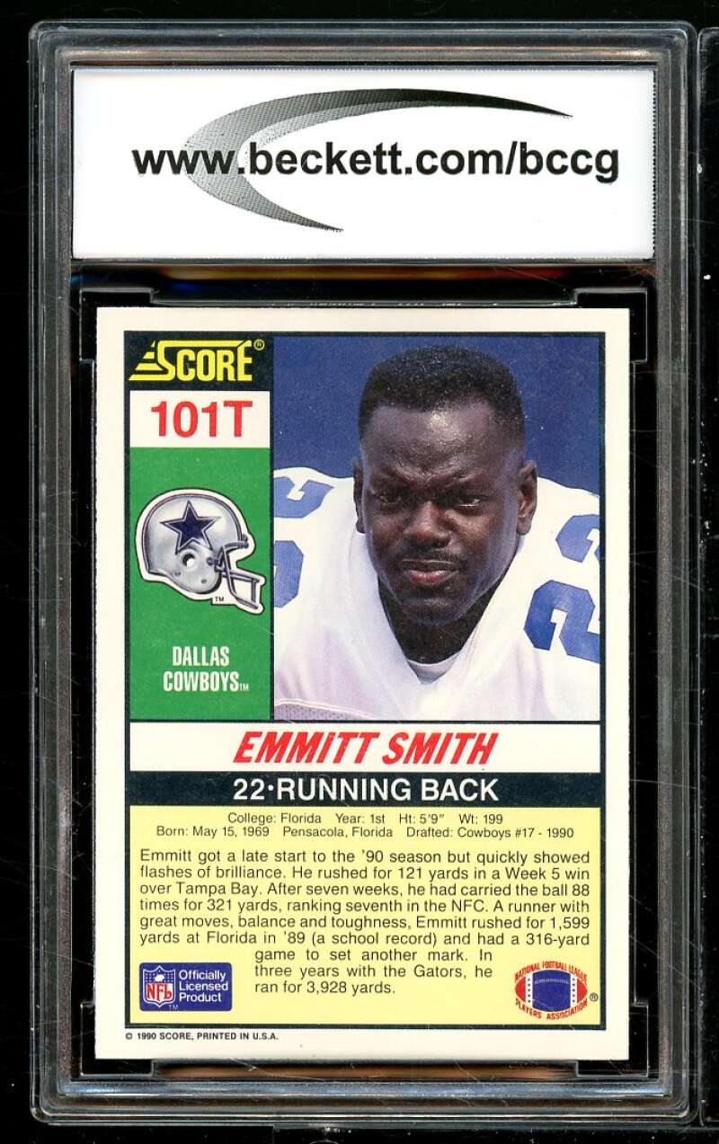 1990 Score Supplemental #101T Emmitt Smith Rookie Card BGS BCCG 10 Mint+ Image 2