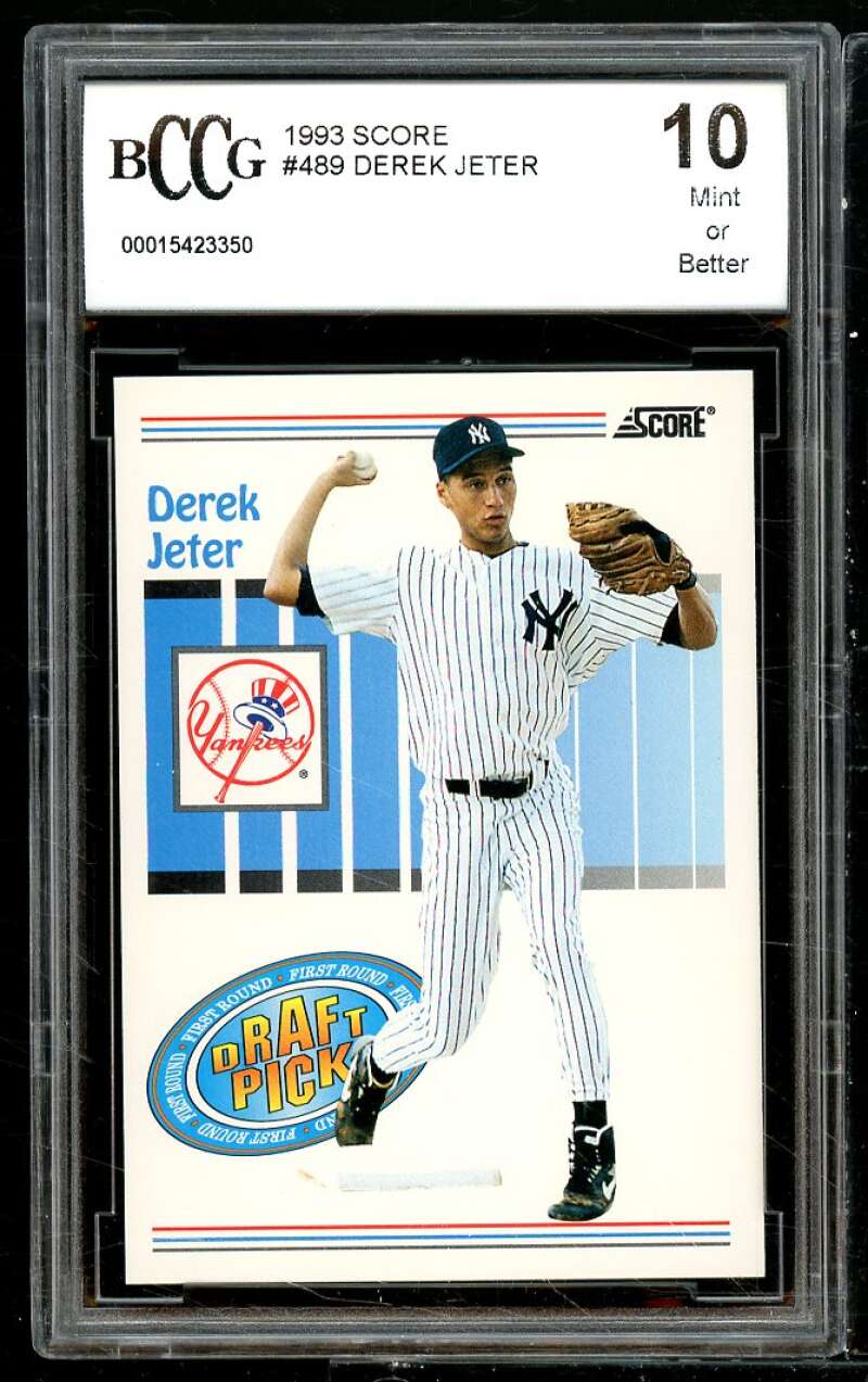 1993 Score #489 Derek Jeter Rookie Card Card BGS BCCG 10 Mint+ Image 1