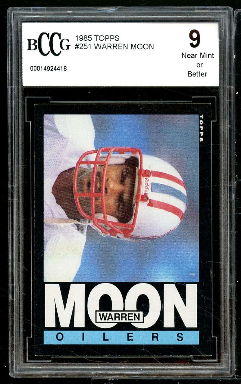 1985 Topps #251 Warren Moon Rookie Card BGS BCCG 9 Near Mint+ Image 1